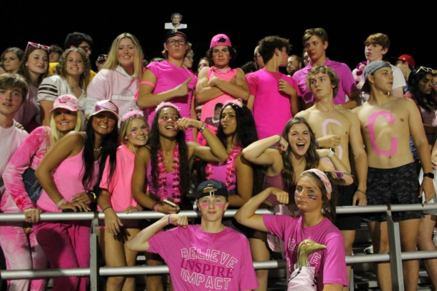 The student section at St. Charles West during the senior night football game against Potosi.