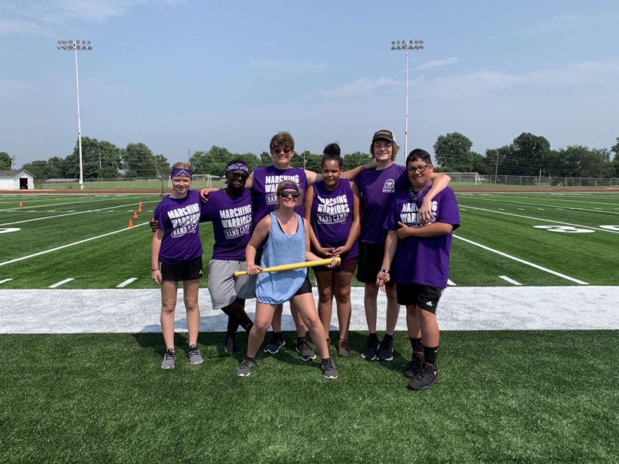 Scott Stratton-Henderson (center back) with the purple team during the marching warriors camp in July 2021.